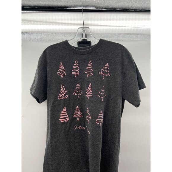 Delta Pro Weight Women's Christmas Tree T-Shirt Gray/Pink Size Medium - Picture 2 of 9